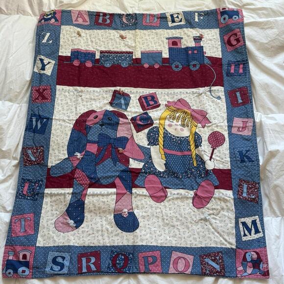 Patchwork printed baby blanket fleece floral 33"x40" - Picture 2 of 8